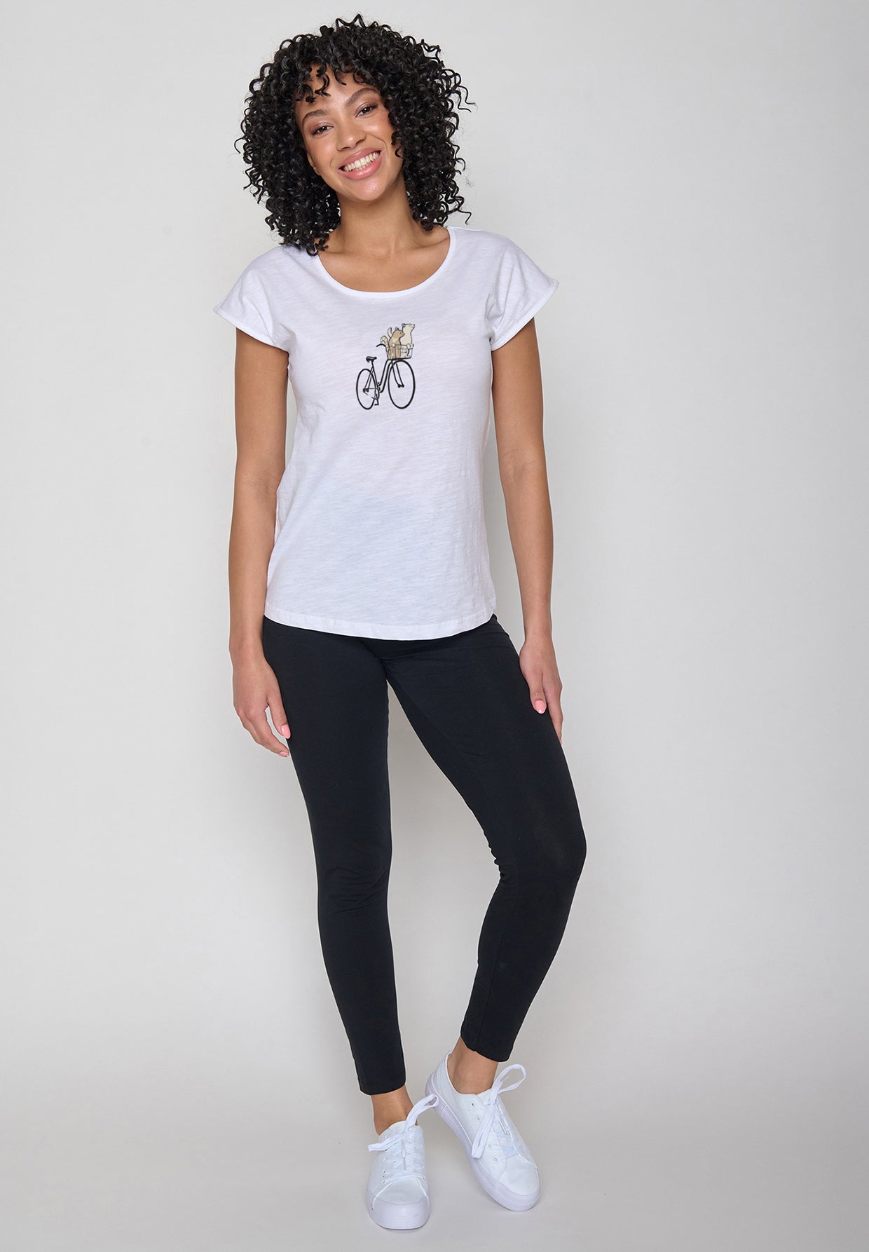 Weiß:  Sportliches T-Shirt aus Bio-Baumwolle für Damen [20012]