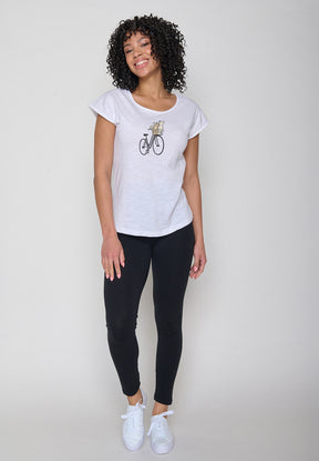 Weiß:  Sportliches T-Shirt aus Bio-Baumwolle für Damen [20013]