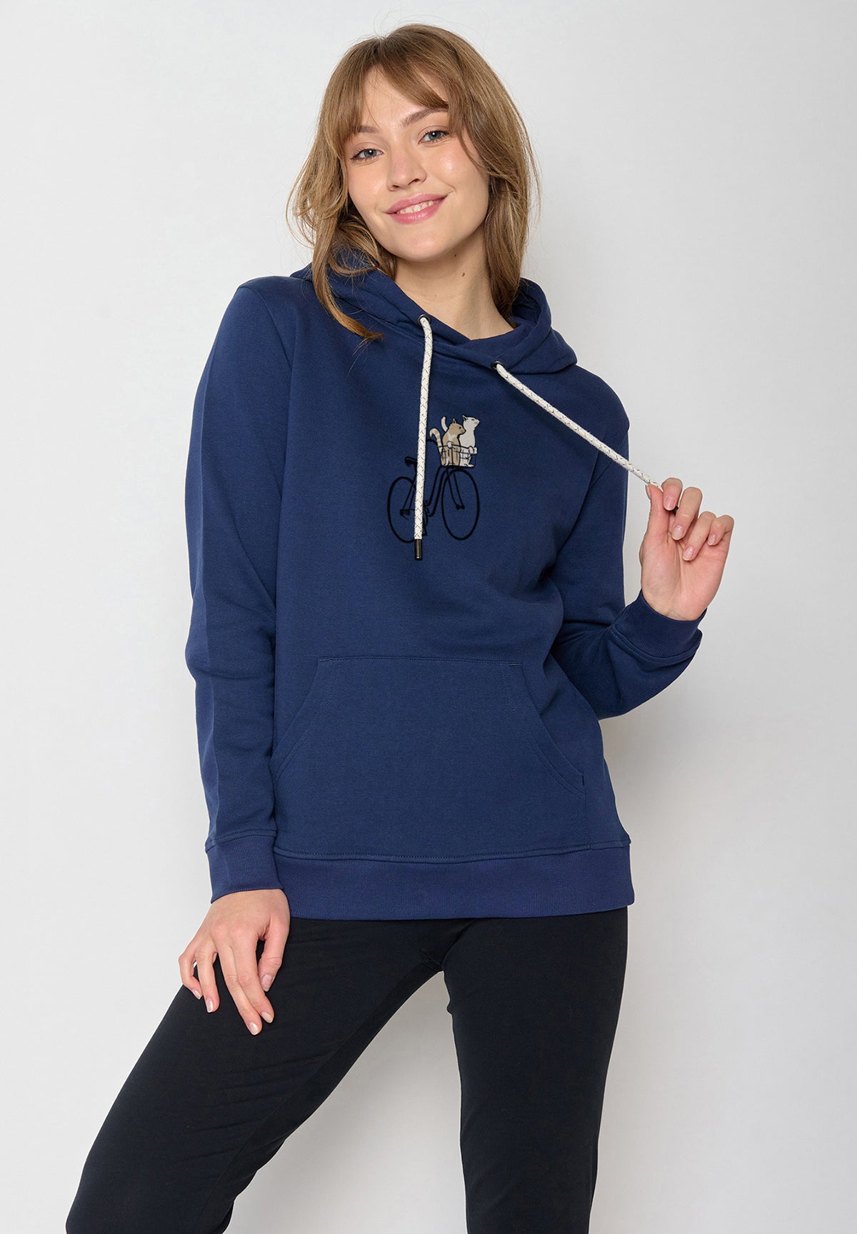 Navy: Gemütlicher Hoodie aus Bio-Baumwolle für Damen [20016]