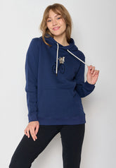 Navy: Gemütlicher Hoodie aus Bio-Baumwolle für Damen [20016]