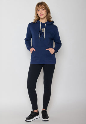 Navy: Gemütlicher Hoodie aus Bio-Baumwolle für Damen [20019]