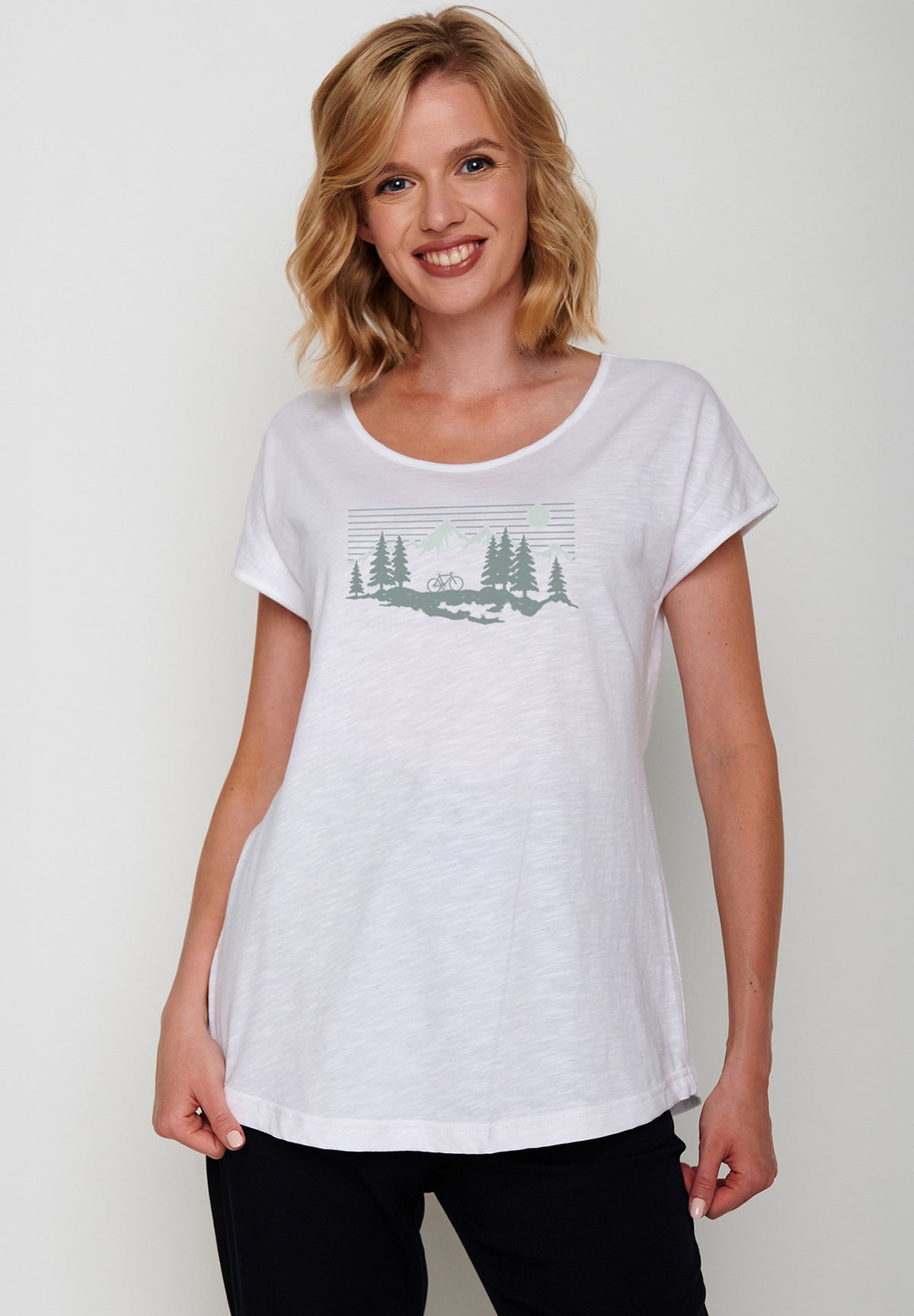 Weiß:  Sportliches T-Shirt aus Bio-Baumwolle für Damen [20025]