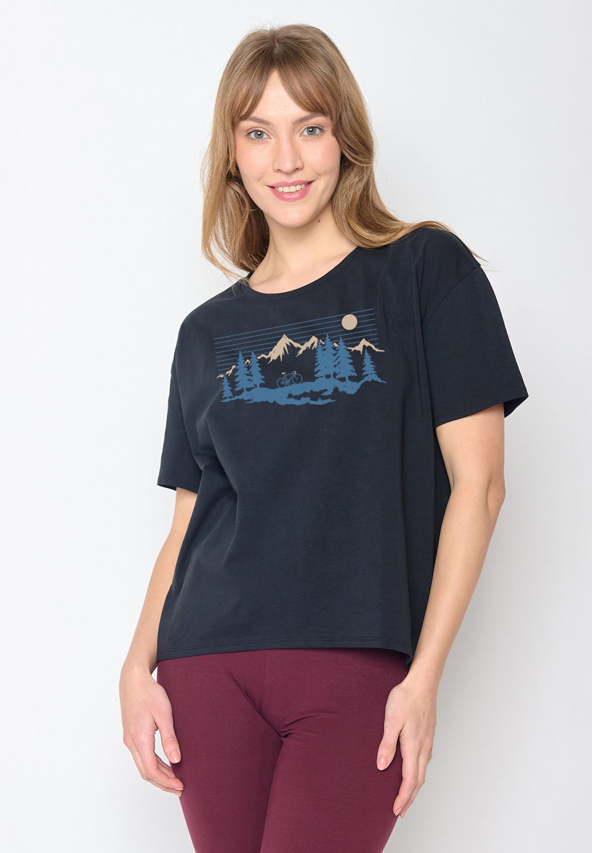 Schwarz:  Lässiges T-Shirt aus Bio-Baumwoll Mix für Damen [20034]