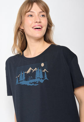 Black: Lässiges T-Shirt aus Bio-Baumwoll-Mix für Damen [20037]