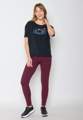 Black: Lässiges T-Shirt aus Bio-Baumwoll-Mix für Damen [20039]