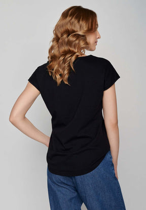 Black: Lässiges T-Shirt aus Bio-Baumwolle für Damen [20043]