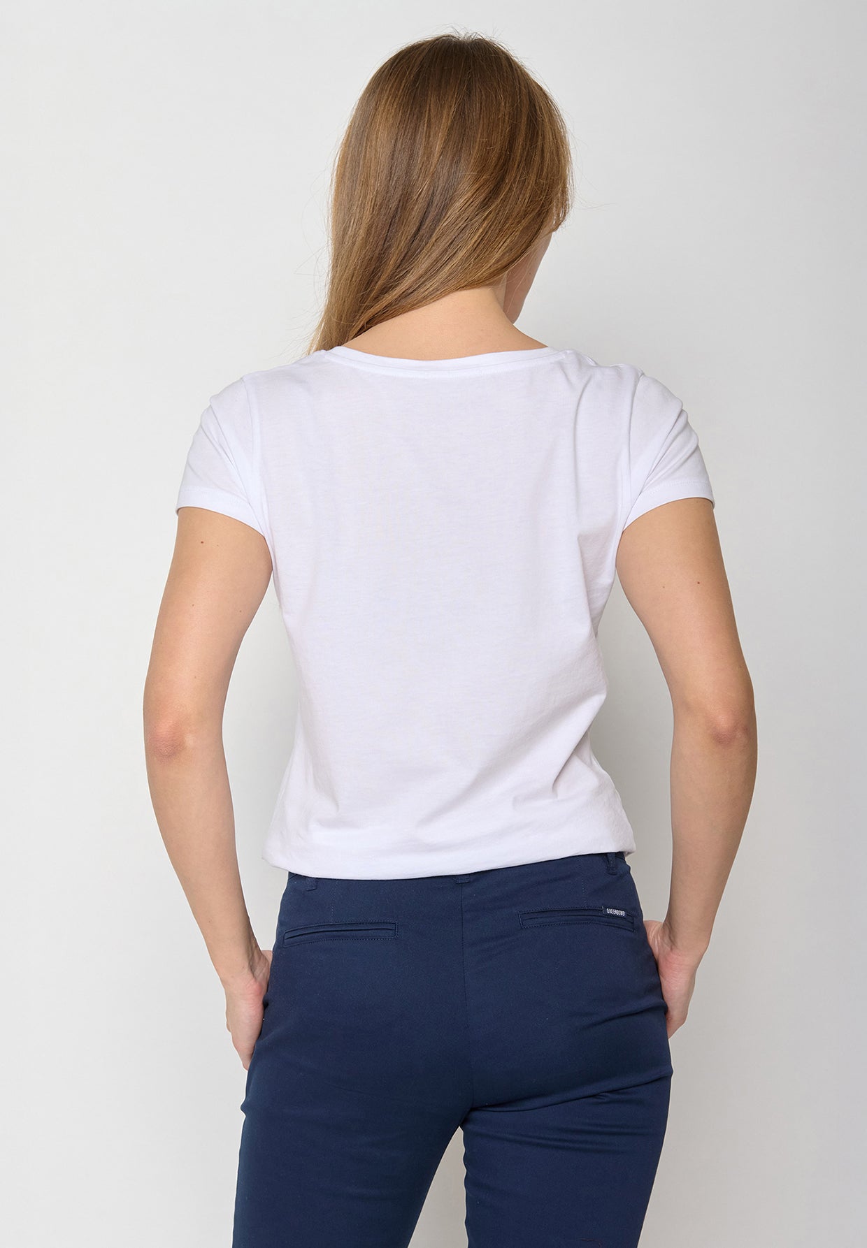 Weiß:  Lässiges T-Shirt aus Bio-Baumwolle für Damen [20050]