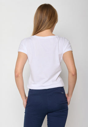 Weiß:  Lässiges T-Shirt aus Bio-Baumwolle für Damen [20050]