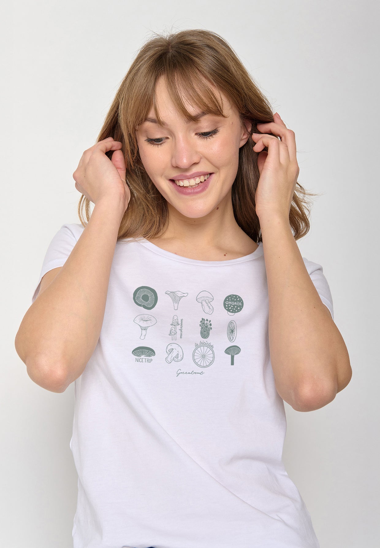 Weiß:  Lässiges T-Shirt aus Bio-Baumwolle für Damen [20051]