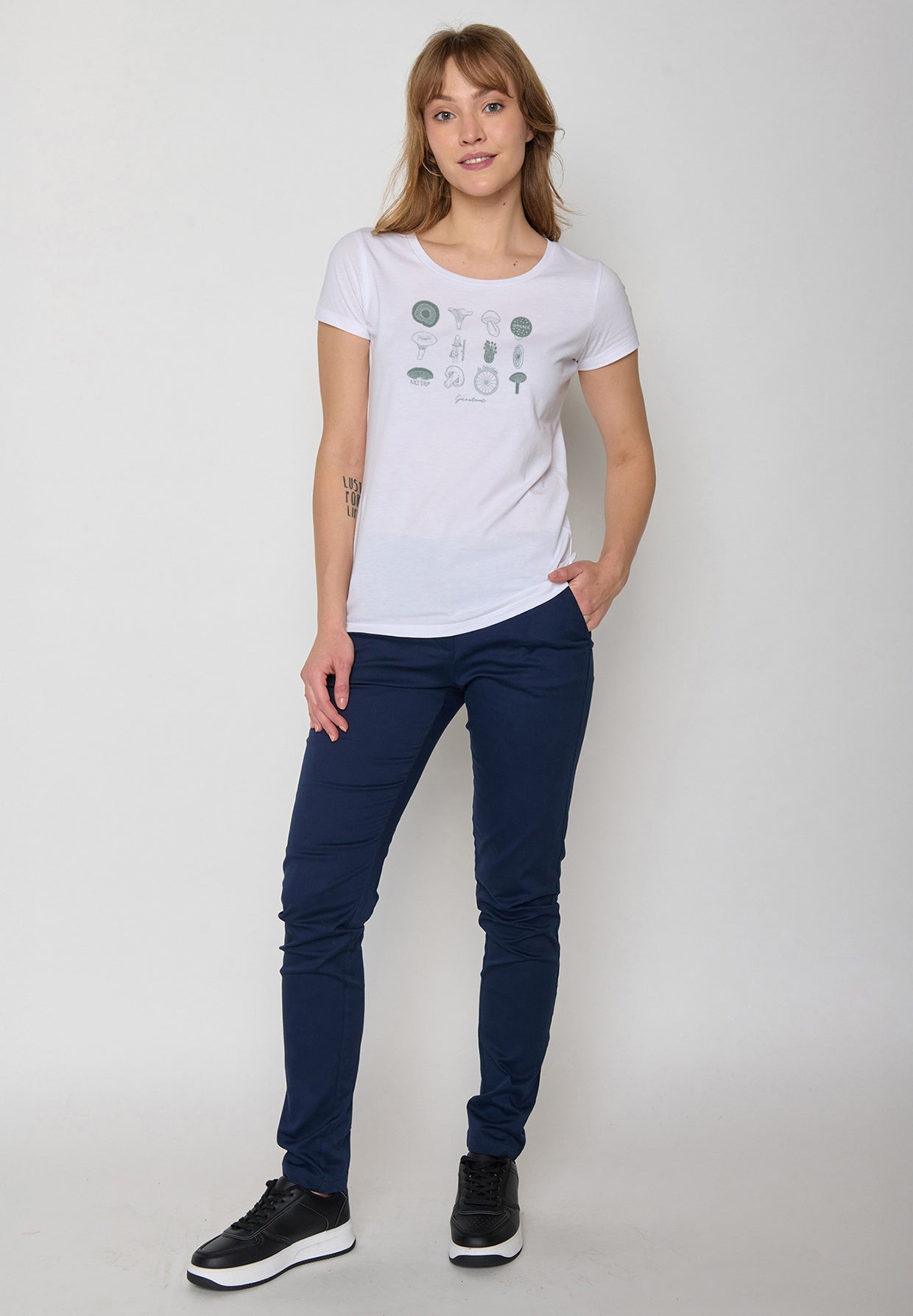 Weiß:  Lässiges T-Shirt aus Bio-Baumwolle für Damen [20052]