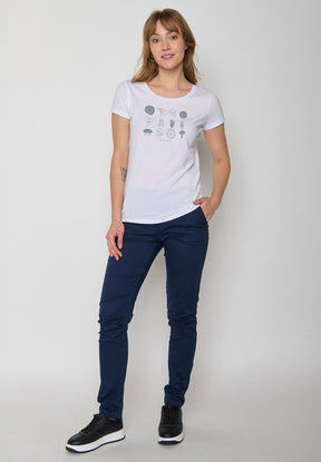 Weiß:  Lässiges T-Shirt aus Bio-Baumwolle für Damen [20052]