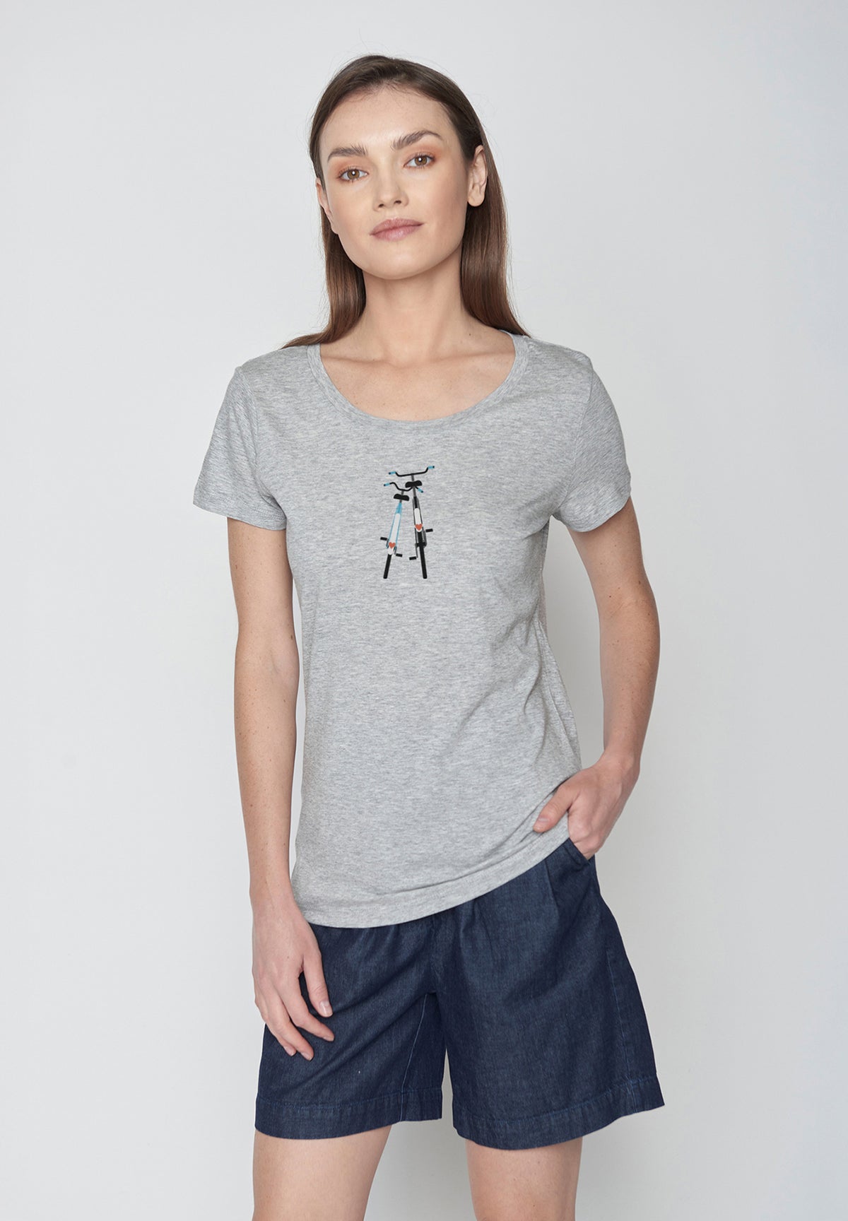 Heather Grey: Sportliches T-Shirt aus Bio-Baumwolle für Damen [20069]