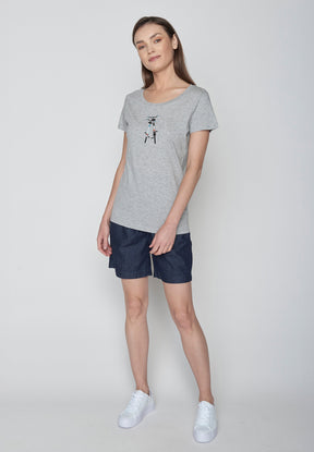 Grau:  Lässiges T-Shirt aus Bio-Baumwolle für Damen [20072]