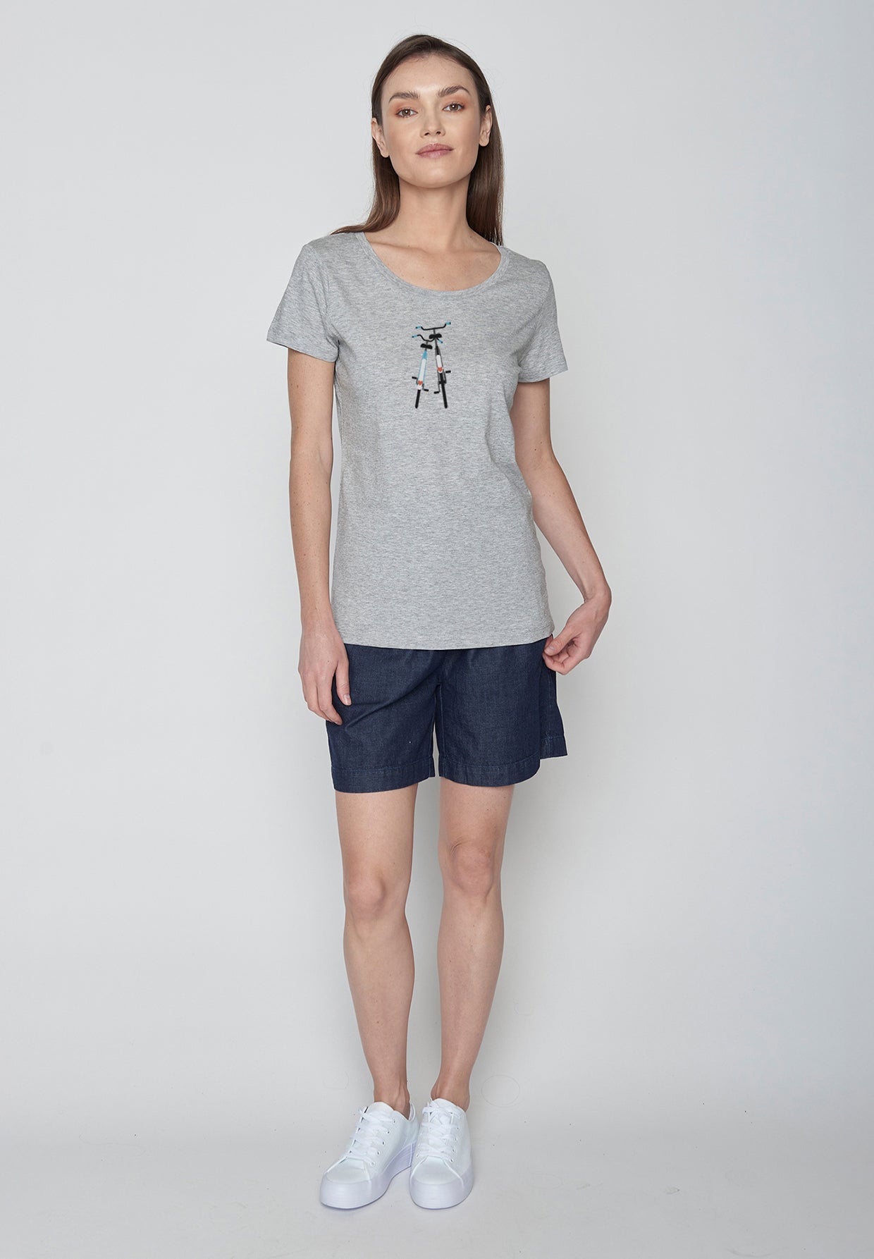 Heather Grey: Sportliches T-Shirt aus Bio-Baumwolle für Damen [20073]