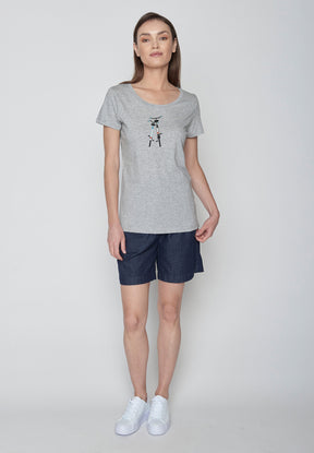 Heather Grey: Sportliches T-Shirt aus Bio-Baumwolle für Damen [20073]