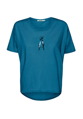 Rich Blue: Lässiges T-Shirt aus Bio-Baumwoll-Mix für Damen [20075]