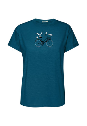 Blau:  Lässiges T-Shirt aus Bio-Baumwolle für Damen [20084]