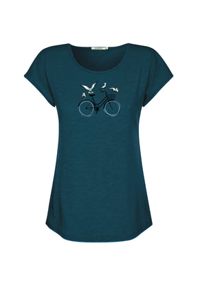 Petrol Green: Lässiges T-Shirt aus Bio-Baumwolle für Damen [20087]