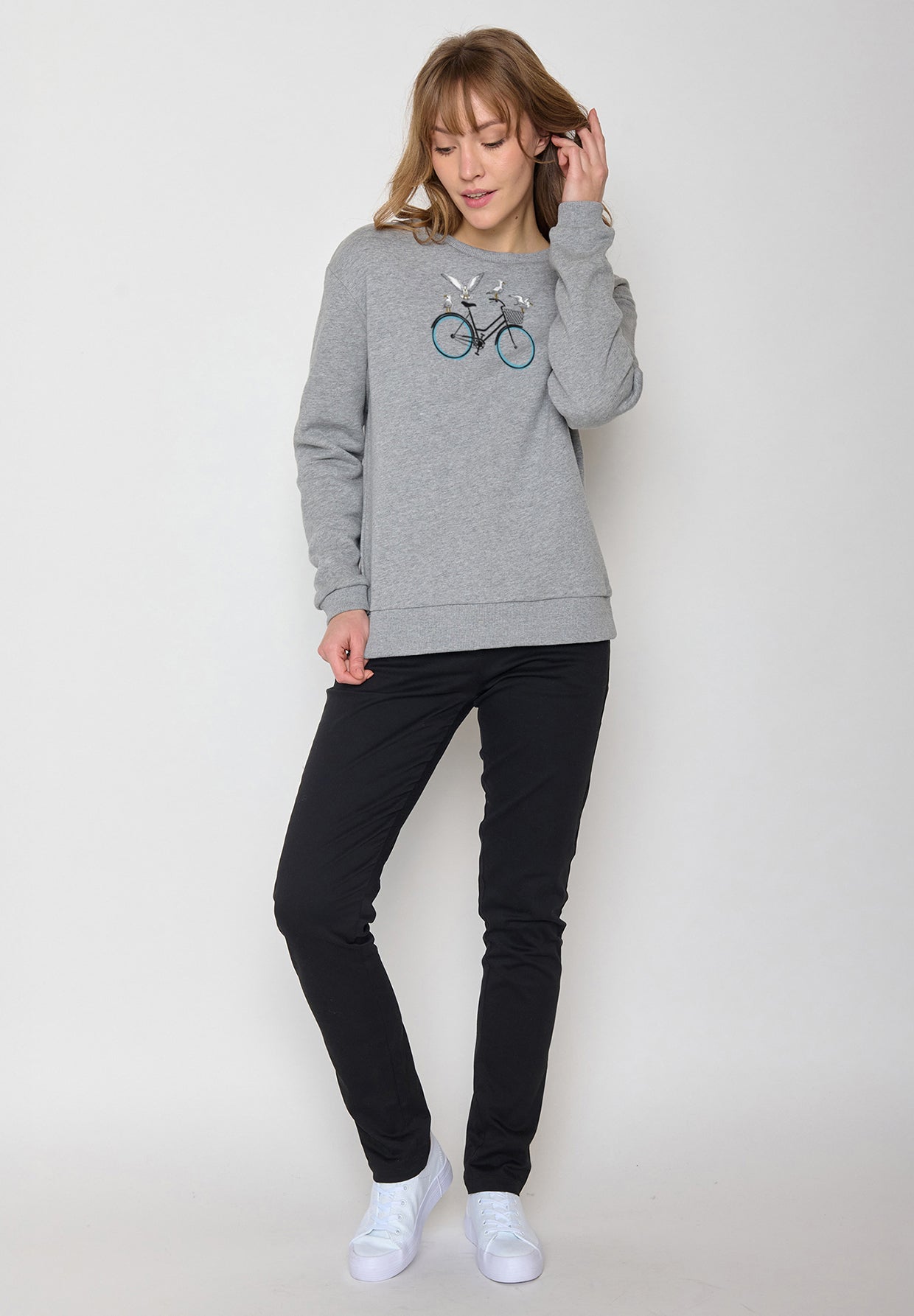 Grau:  Gemütliches Sweatshirt aus Bio-Baumwolle für Damen [20091]