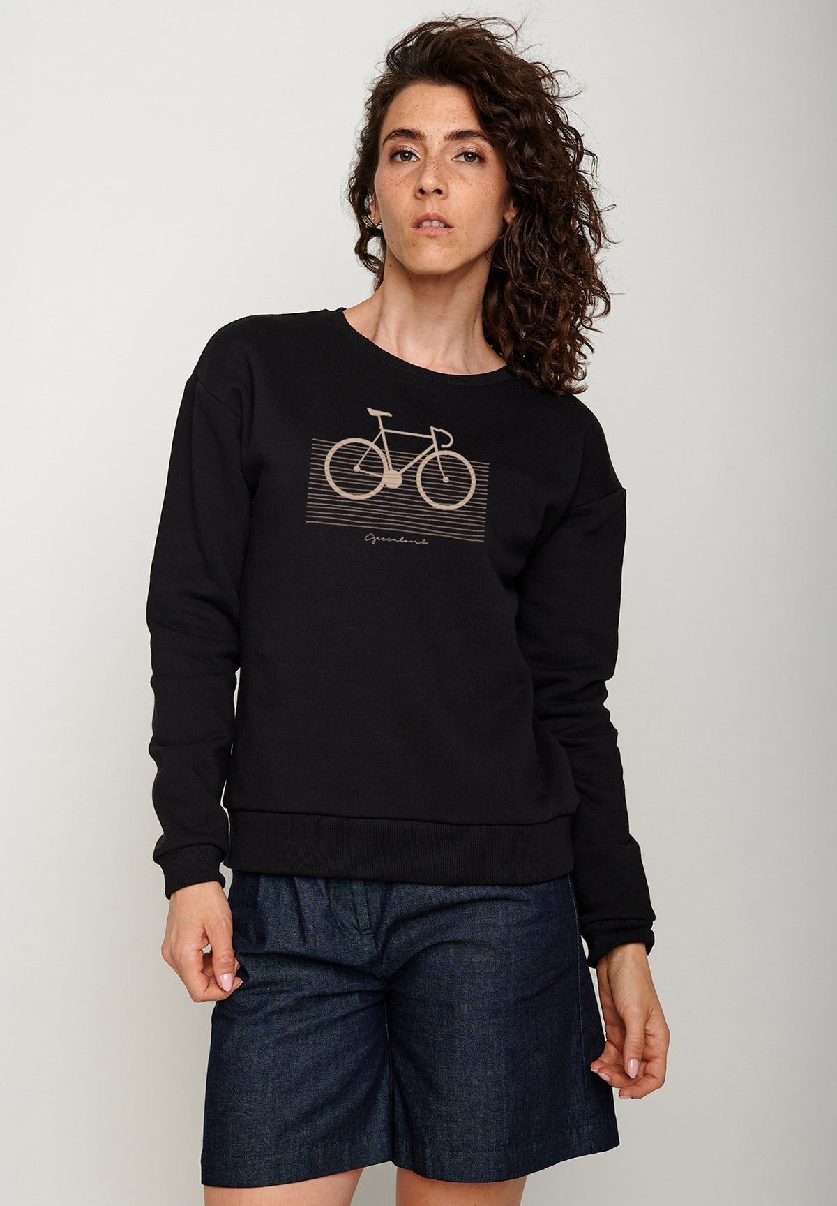 Black: Gemütliches Sweatshirt aus Bio-Baumwolle für Damen [20102]