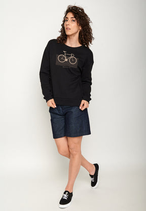 Black: Gemütliches Sweatshirt aus Bio-Baumwolle für Damen [20104]