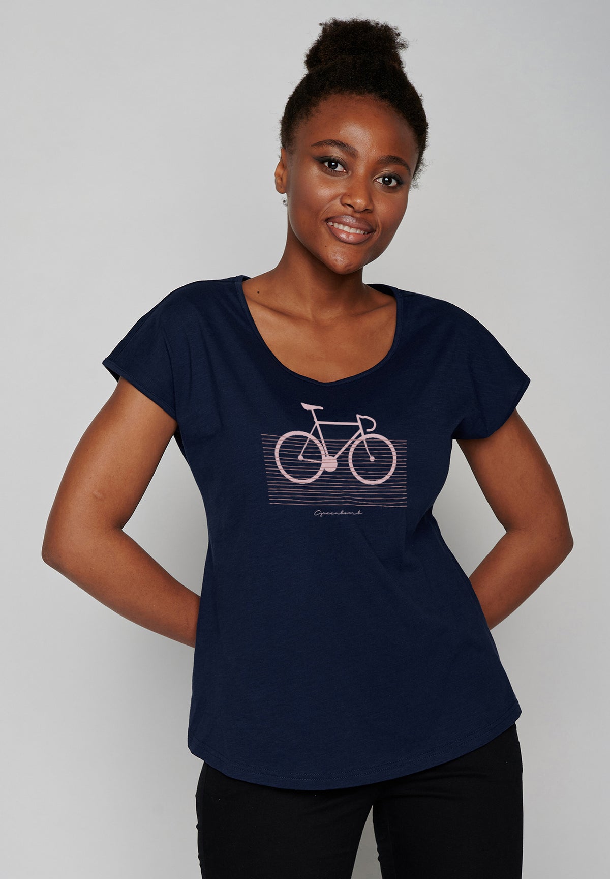 Navy: Lässiges T-Shirt aus Bio-Baumwolle für Damen [20106]