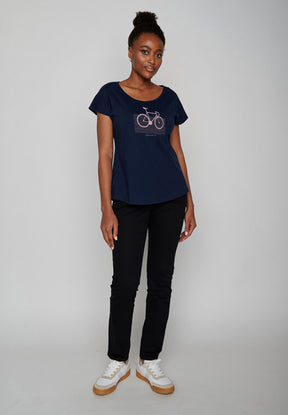 Navy: Lässiges T-Shirt aus Bio-Baumwolle für Damen [20109]