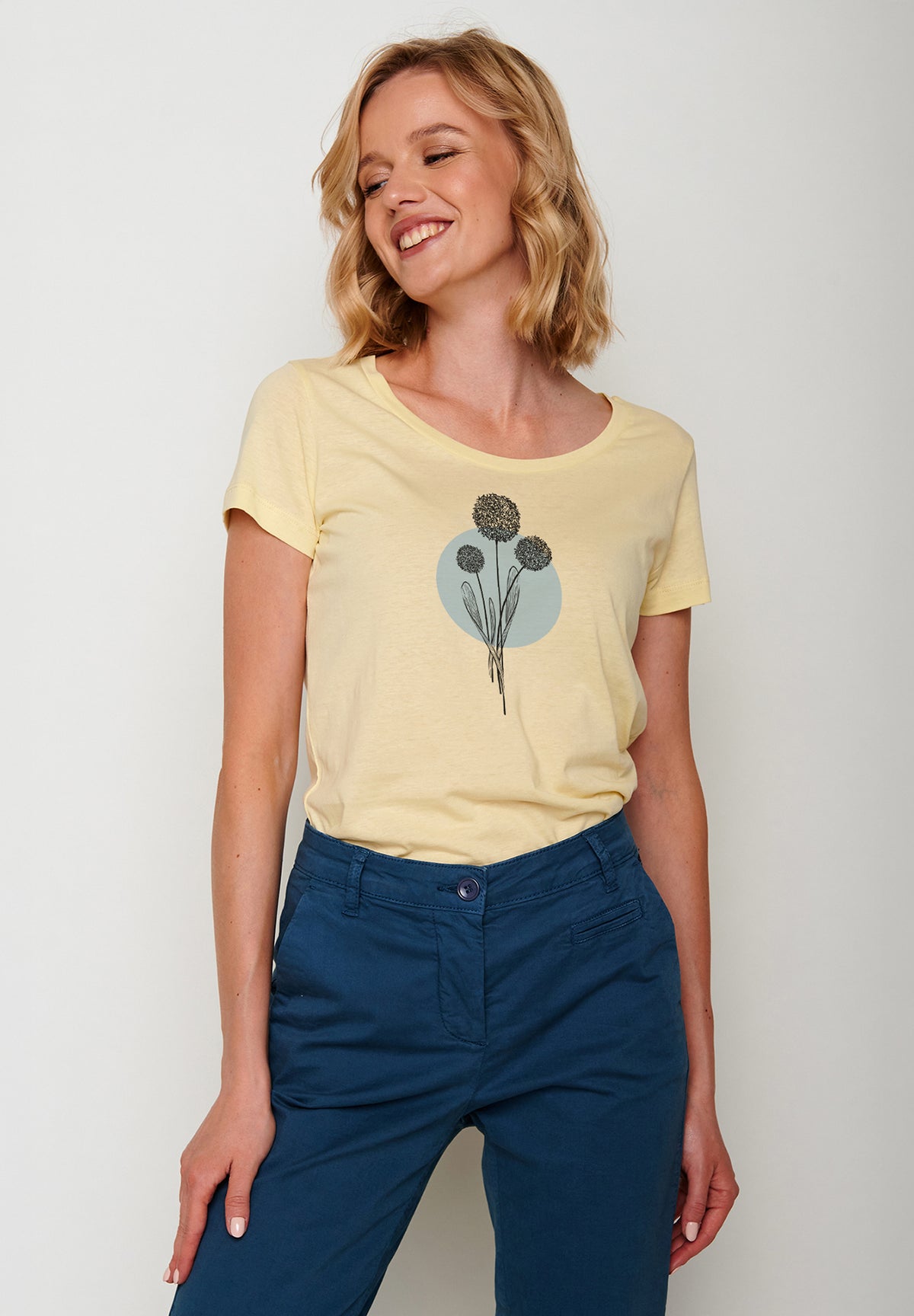 Gelb:  Lässiges T-Shirt aus Bio-Baumwolle für Damen [20119]