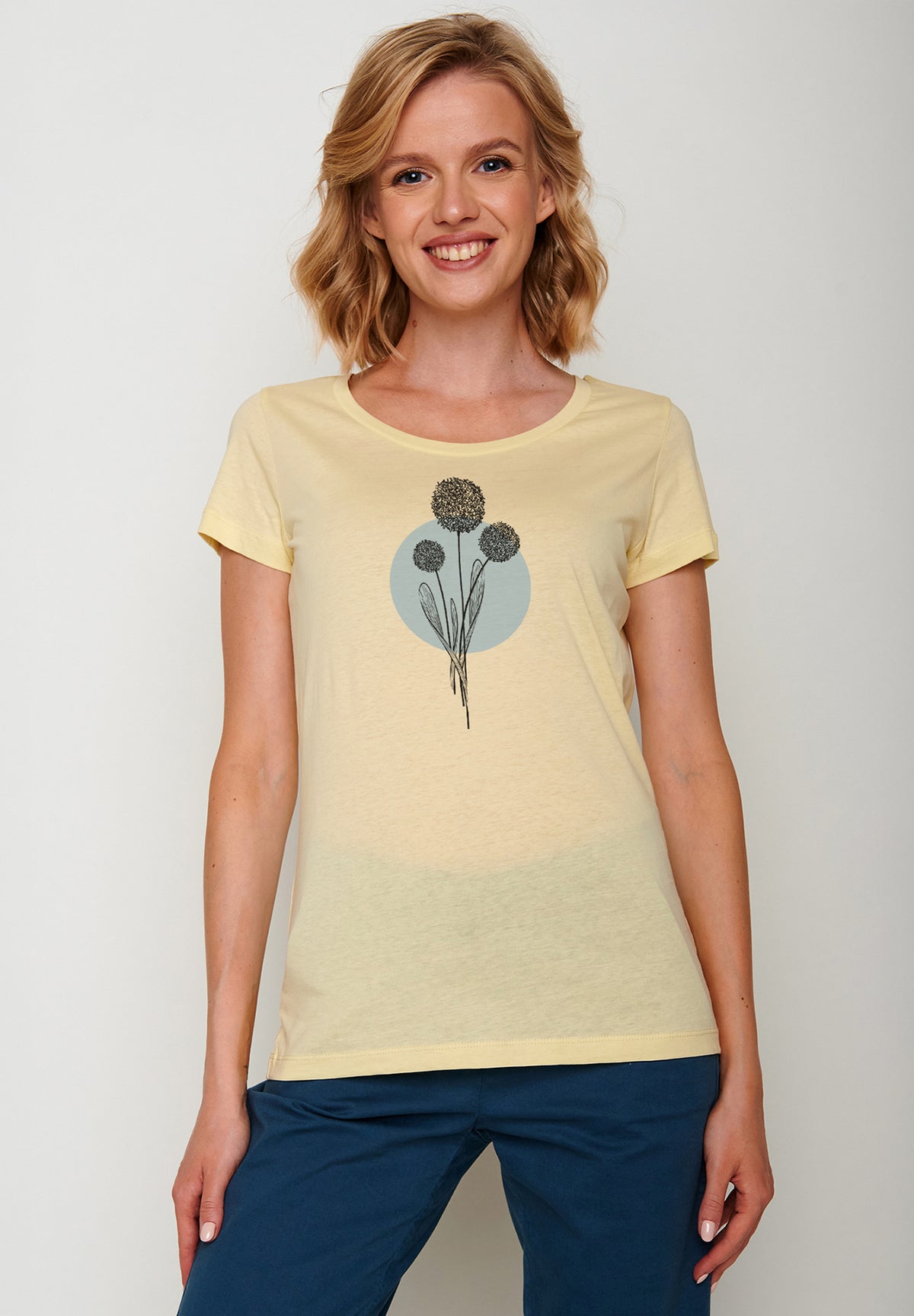 Gelb:  Lässiges T-Shirt aus Bio-Baumwolle für Damen [20120]