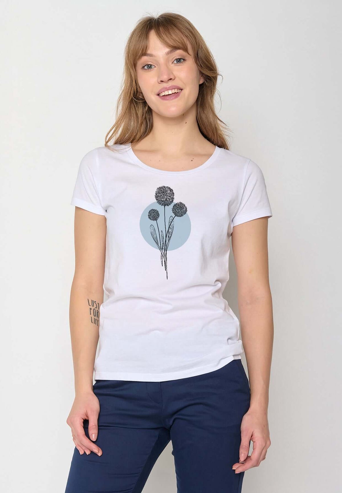 White: Sportliches T-Shirt aus Bio-Baumwolle für Damen [20125]
