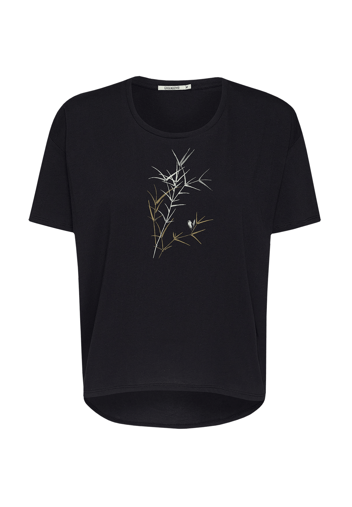 Black: Lässiges T-Shirt aus Bio-Baumwoll-Mix für Damen [20136]