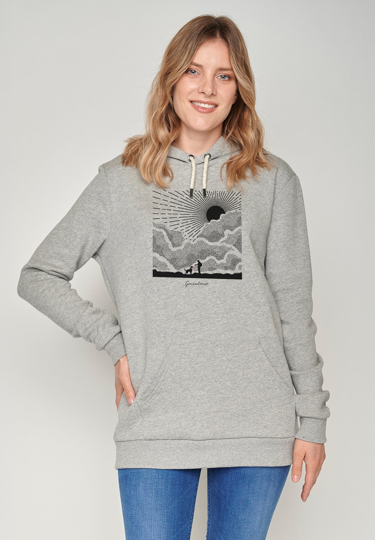 Grau:  Gemütlicher Hoodie aus Bio-Baumwolle für Damen [20140]