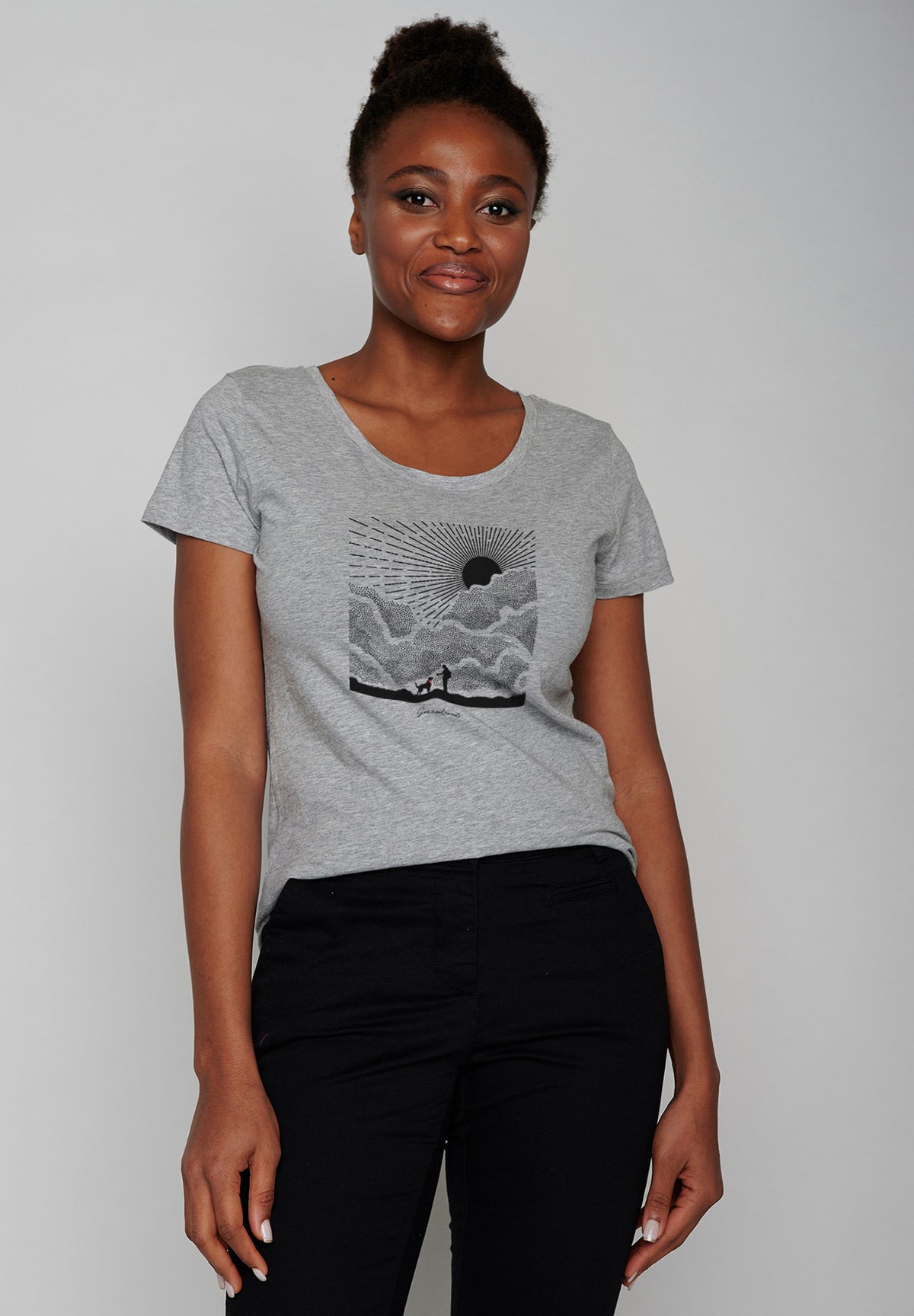 Heather Grey: Sportliches T-Shirt aus Bio-Baumwolle für Damen [20146]