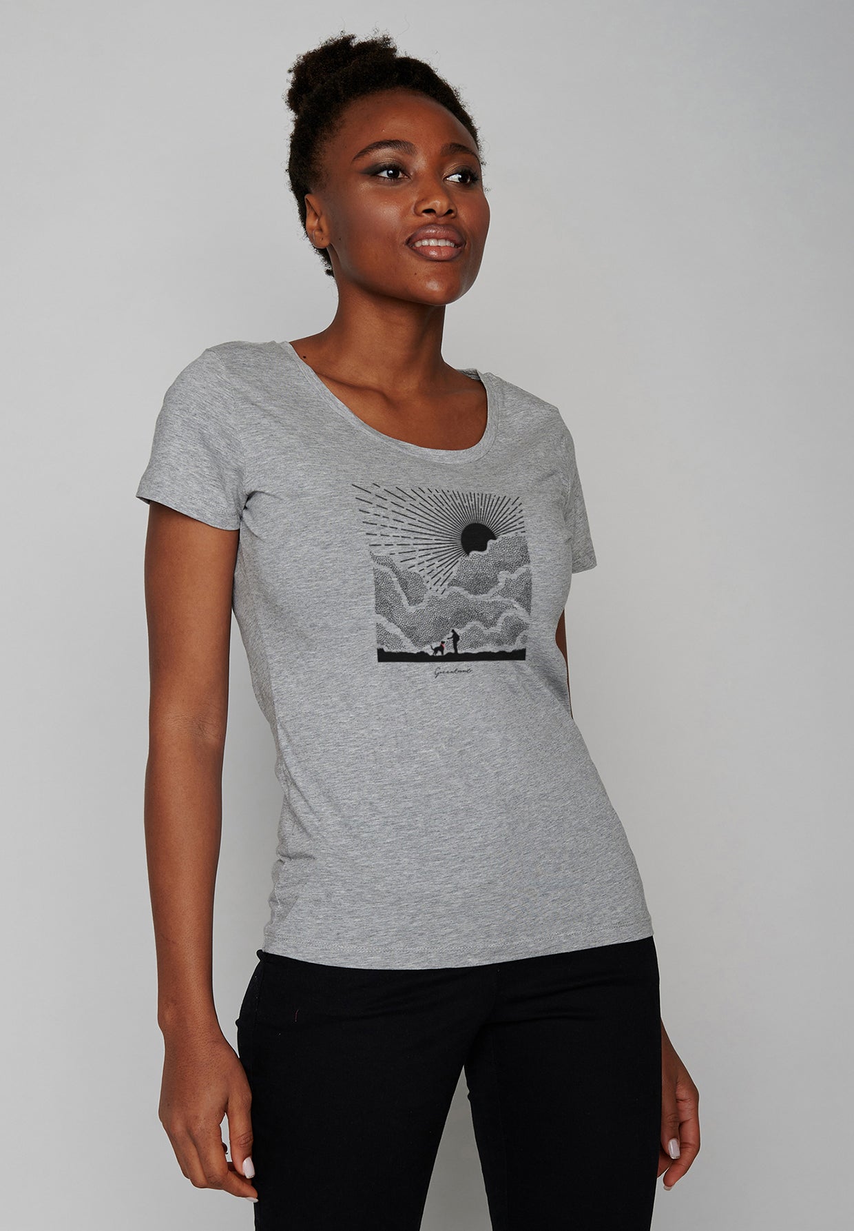 Heather Grey: Sportliches T-Shirt aus Bio-Baumwolle für Damen [20147]