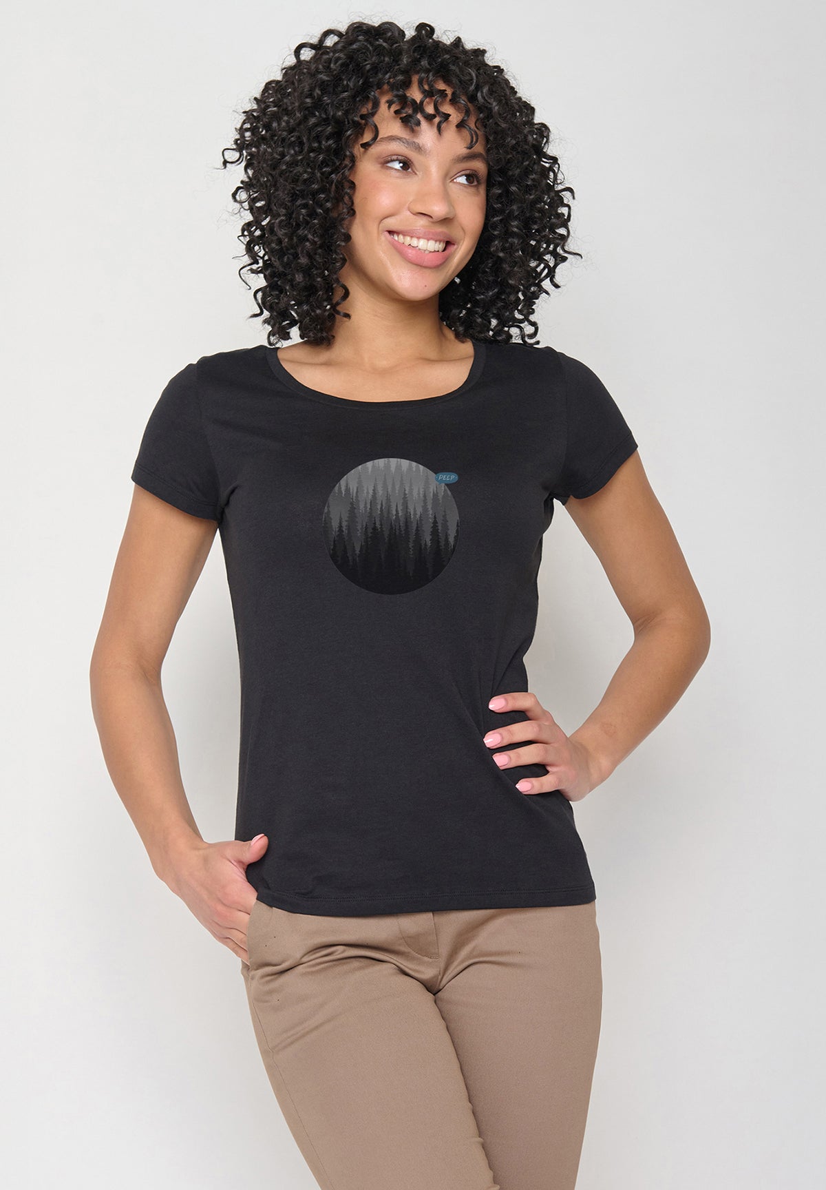 Schwarz:  Lässiges T-Shirt aus Bio-Baumwolle für Damen [20171]
