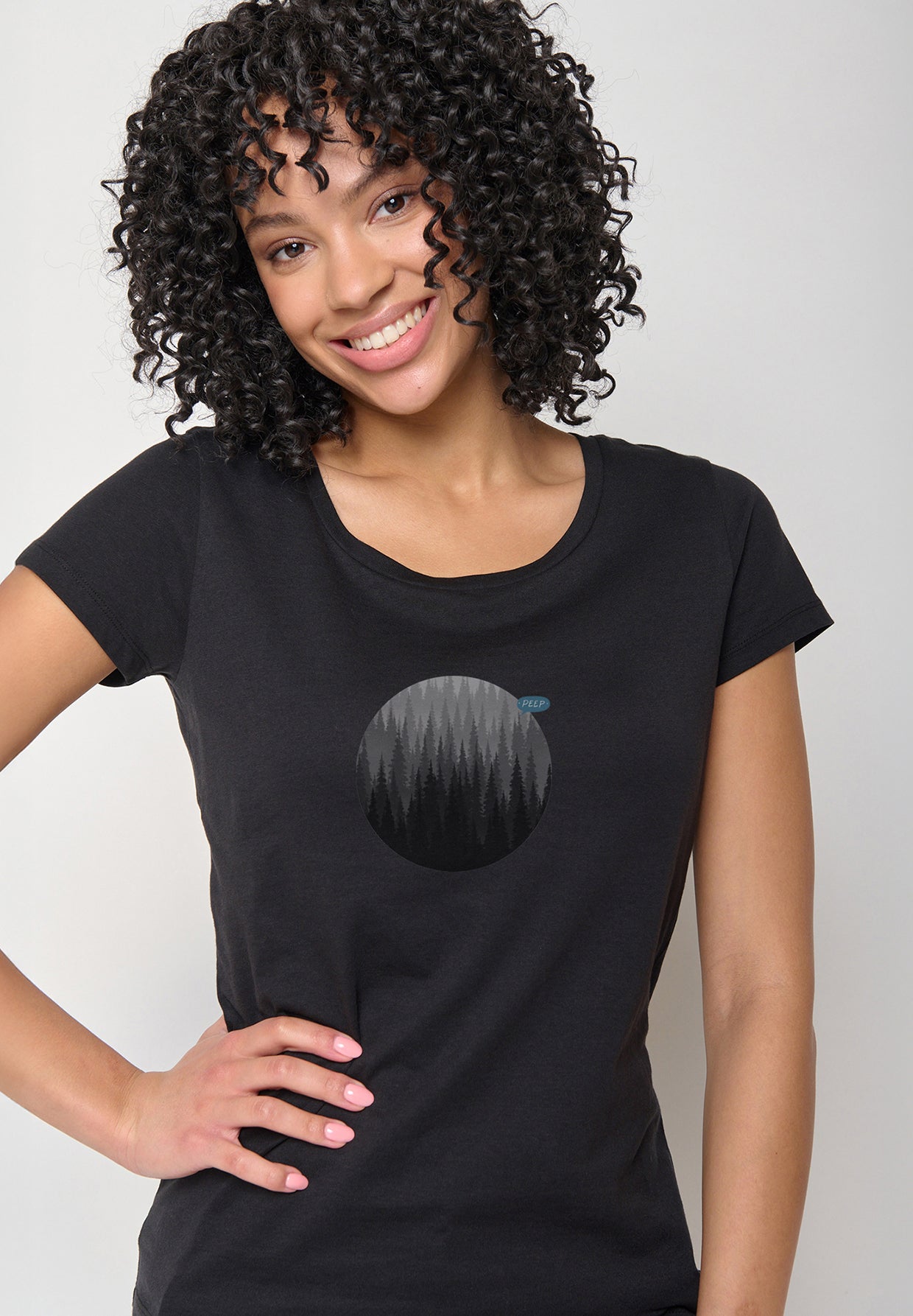 Black: Lässiges T-Shirt aus Bio-Baumwolle für Damen [20173]