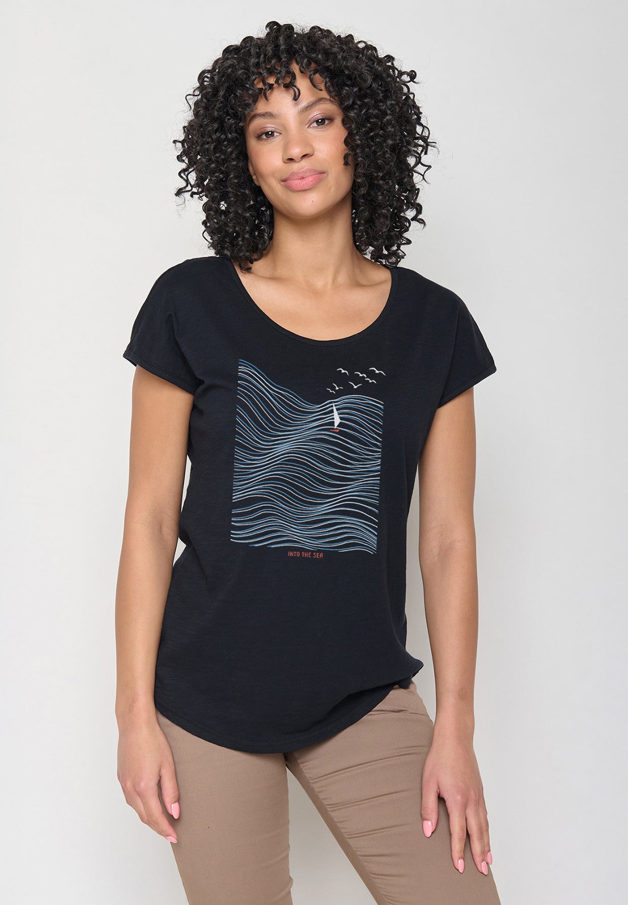 Schwarz:  Sportliches T-Shirt aus Bio-Baumwolle für Damen [20180]