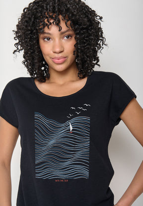 Schwarz:  Sportliches T-Shirt aus Bio-Baumwolle für Damen [20182]