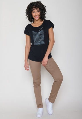 Schwarz:  Sportliches T-Shirt aus Bio-Baumwolle für Damen [20183]