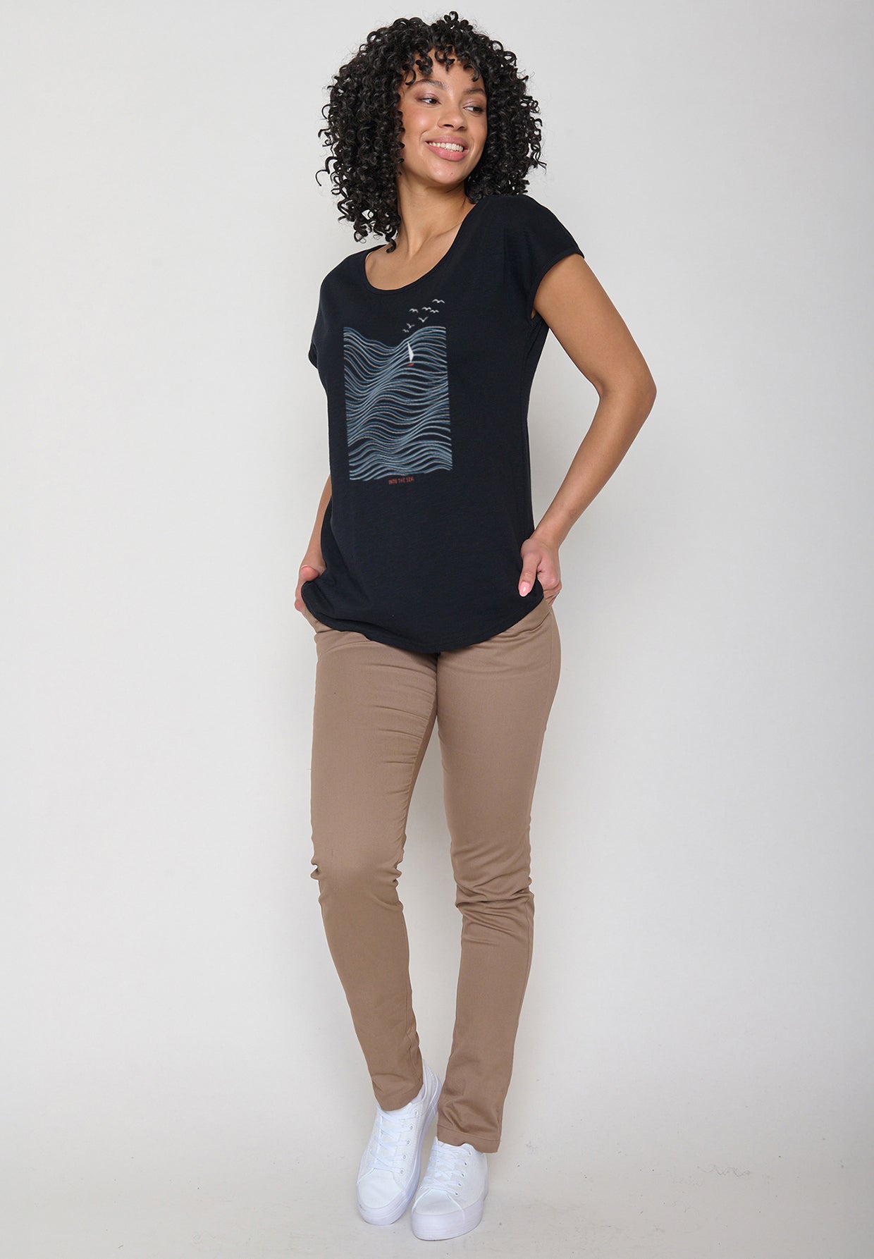 Schwarz:  Sportliches T-Shirt aus Bio-Baumwolle für Damen [20184]