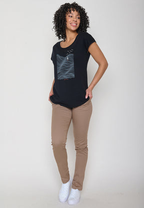Schwarz:  Sportliches T-Shirt aus Bio-Baumwolle für Damen [20184]