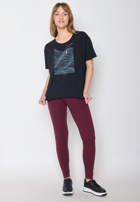 Black: Lässiges T-Shirt aus Bio-Baumwoll Mix für Damen [20190]