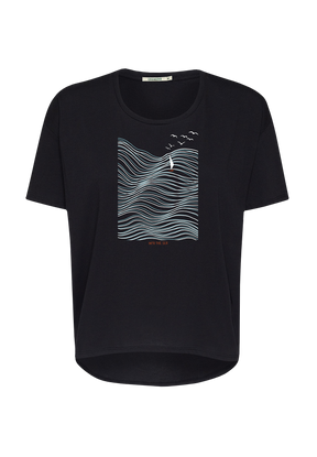 Black: Lässiges T-Shirt aus Bio-Baumwoll Mix für Damen [20191]