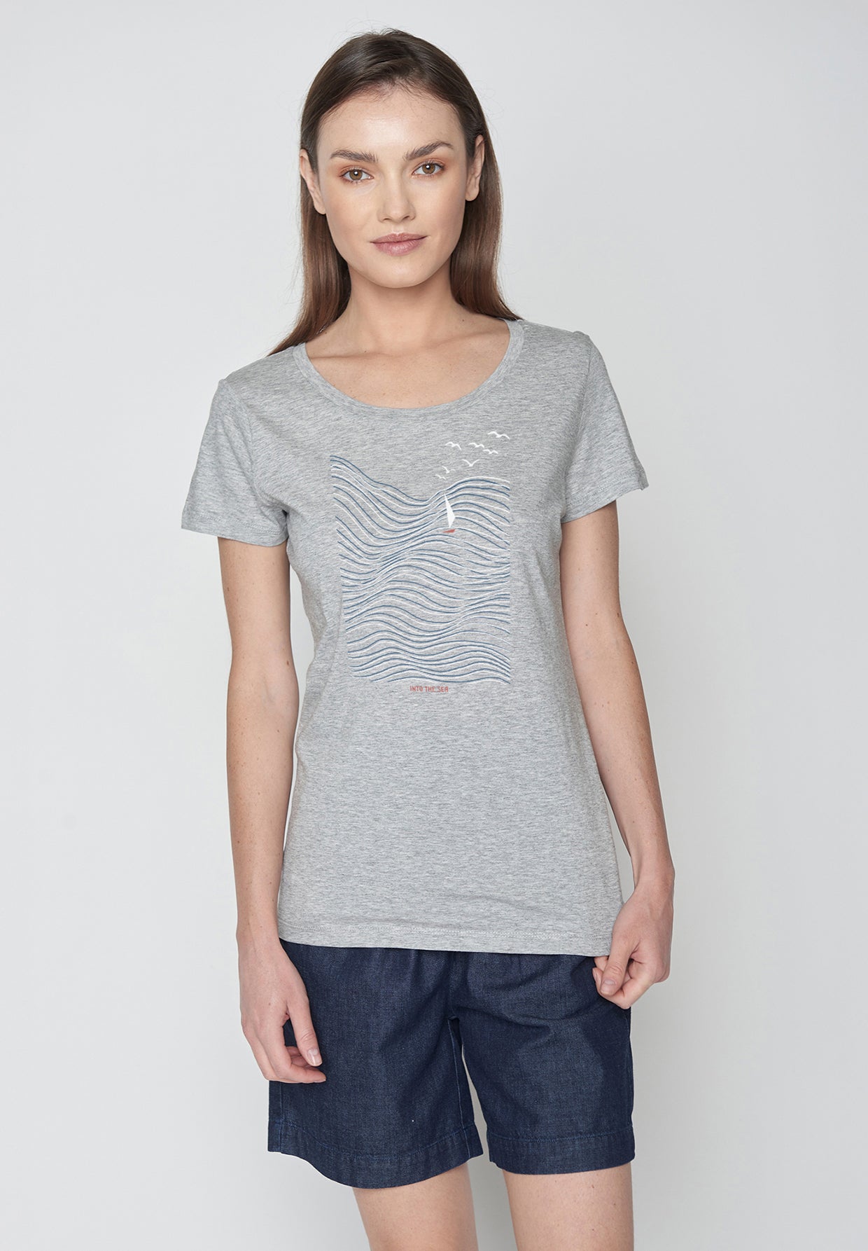 Heather Grey: Sportliches T-Shirt aus Bio-Baumwolle für Damen [20192]