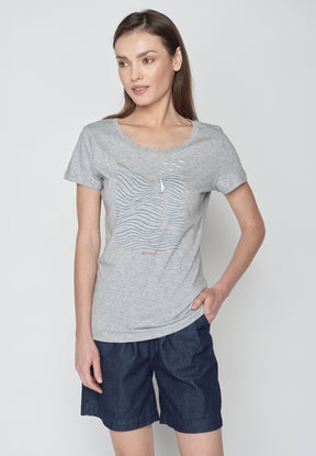 Heather Grey: Sportliches T-Shirt aus Bio-Baumwolle für Damen [20193]