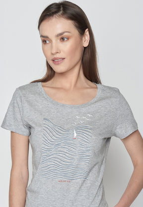 Heather Grey: Sportliches T-Shirt aus Bio-Baumwolle für Damen [20195]