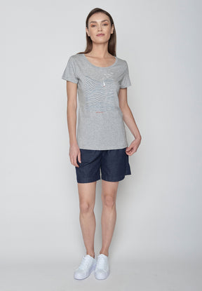 Heather Grey: Sportliches T-Shirt aus Bio-Baumwolle für Damen [20196]