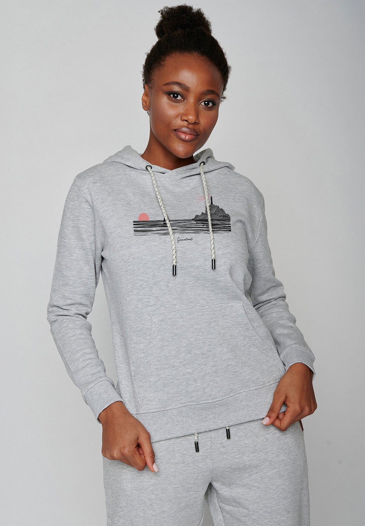 Grau:  Gemütlicher Hoodie aus Bio-Baumwolle für Damen [20198]