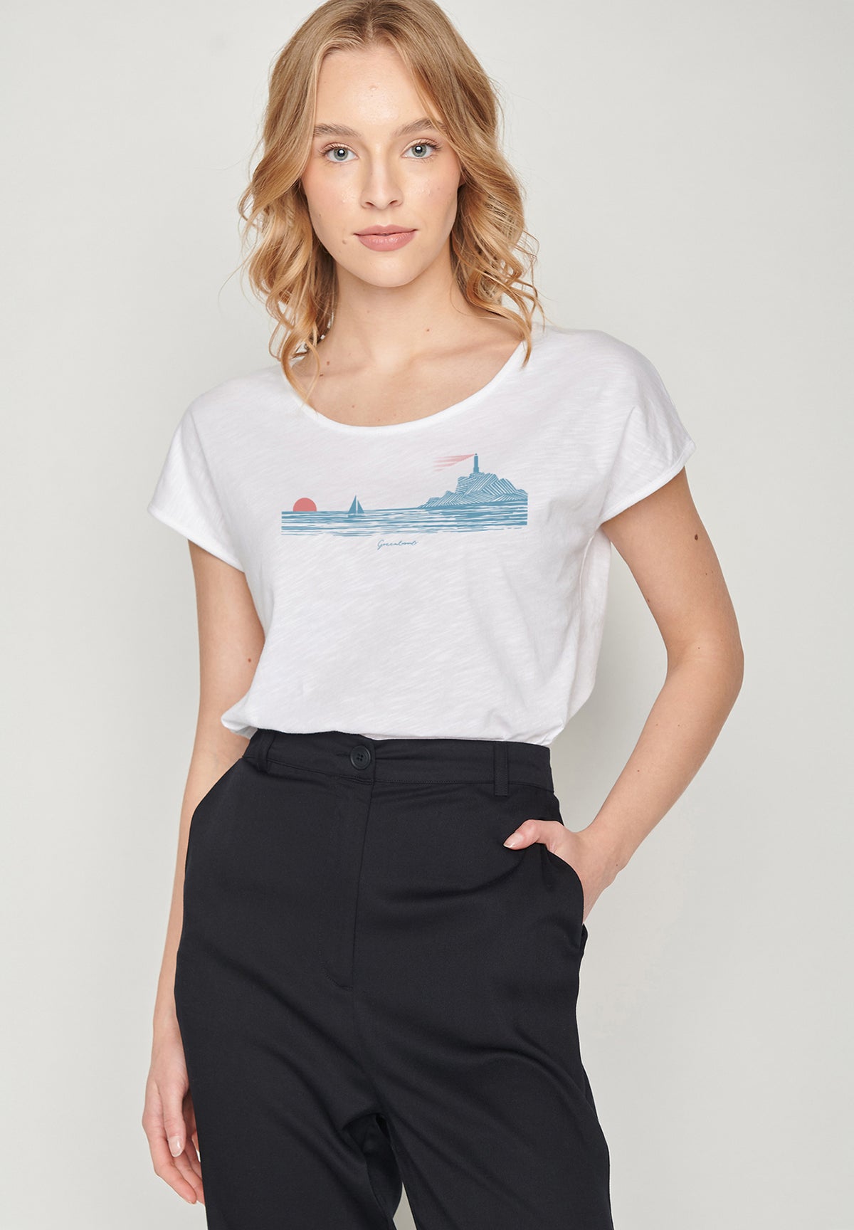 Weiß:  Sportliches T-Shirt aus Bio-Baumwolle für Damen [20204]