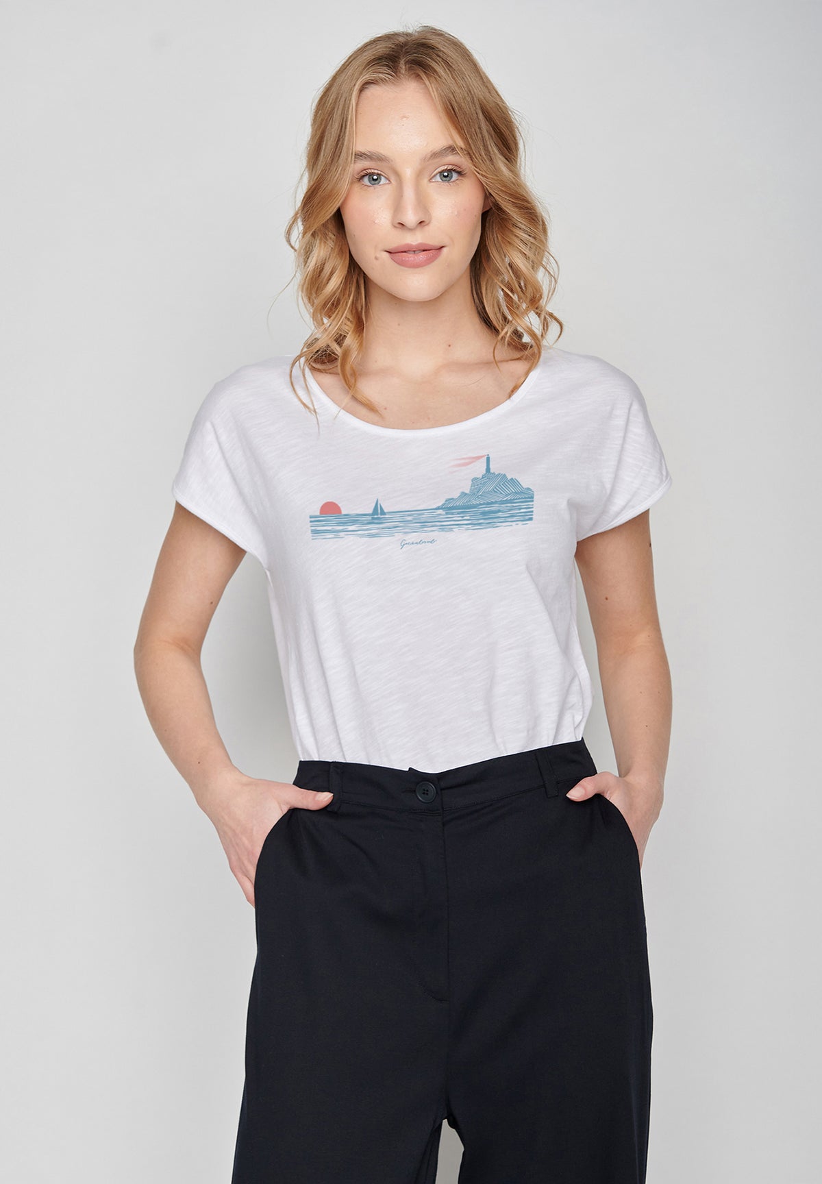 Weiß:  Sportliches T-Shirt aus Bio-Baumwolle für Damen [20205]